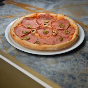 Salami and grilled garlic