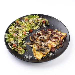 Mushroom and bacon scramble
